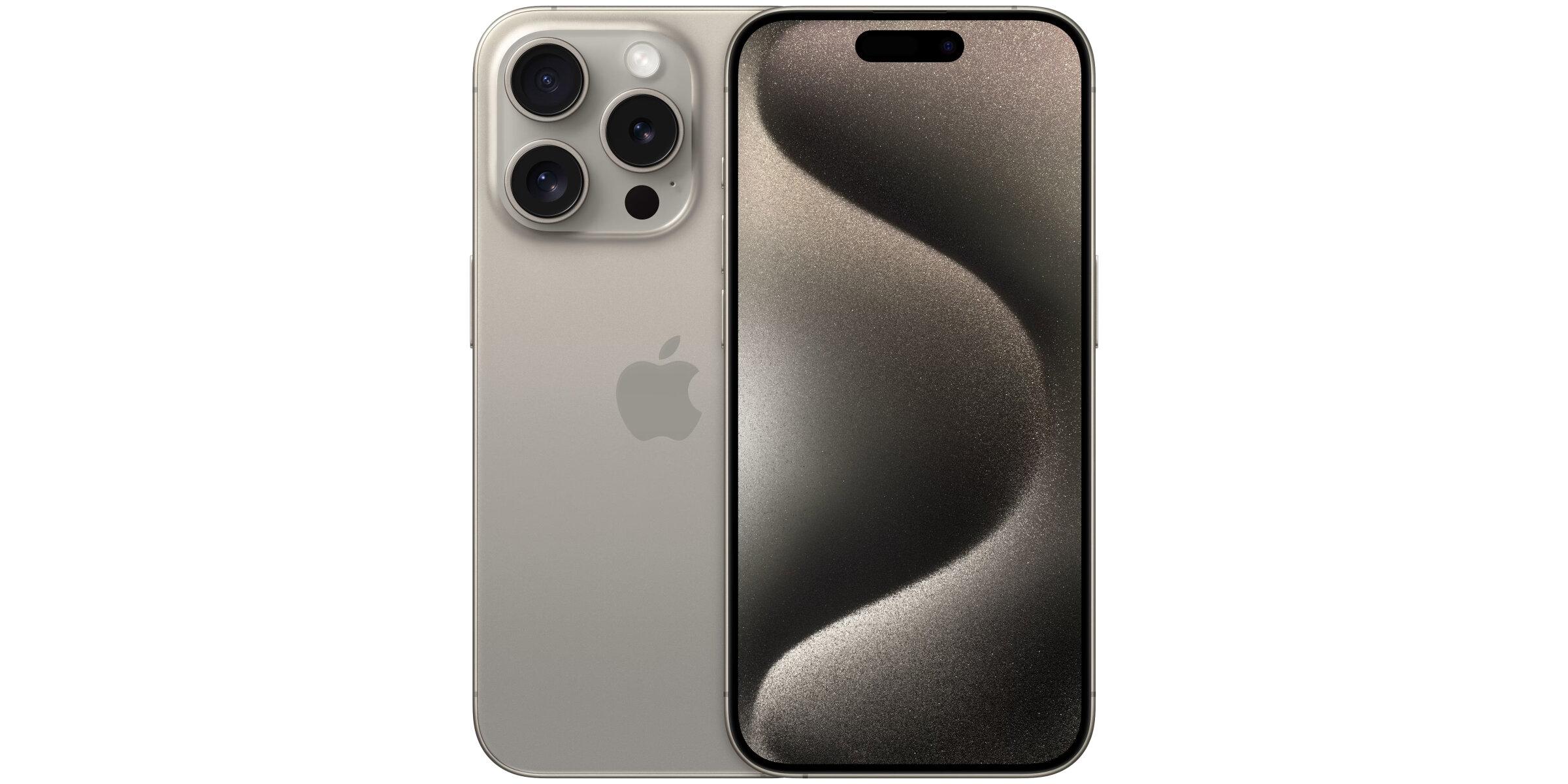 Silberfarbenes Smartphone in Vorder- und Rückansicht, vorne mit großem Display und dunklem Musterhintergrund, hinten mit Dreifachkamera und Blitz links oben.